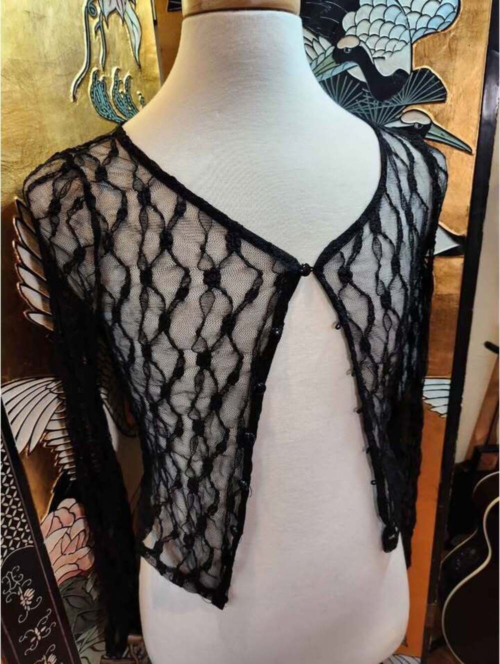 SHEIN Black Lace Sheer Top, large